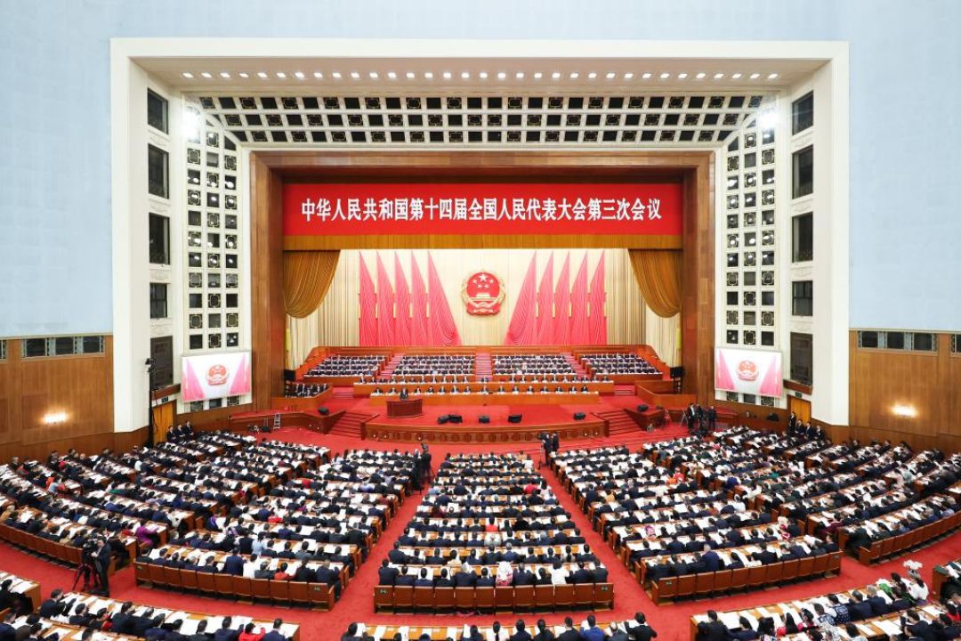 A 14ª Assembleia Popular Nacional (APN), a legislatura nacional da China, abriu sua terceira sessão na manhã da quarta-feira no Grande Palácio do Povo em Beijing. (Xinhua/Ding Haitao)